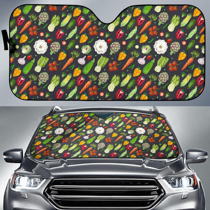 Vegan Pattern Themed Design Print Car Sun Shade For Windshield