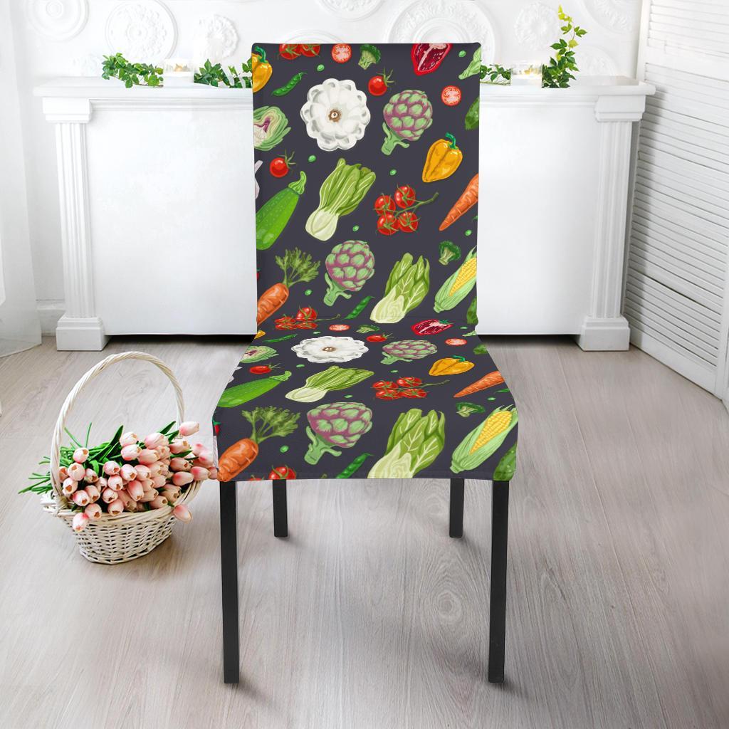 Vegan Pattern Themed Design Print Dining Chair Slipcover-JTAMIGO.COM
