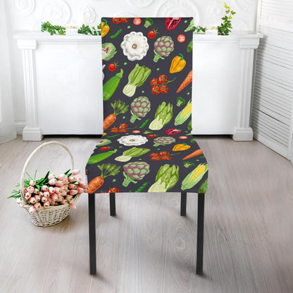 Vegan Pattern Themed Design Print Dining Chair Slipcover-JTAMIGO.COM
