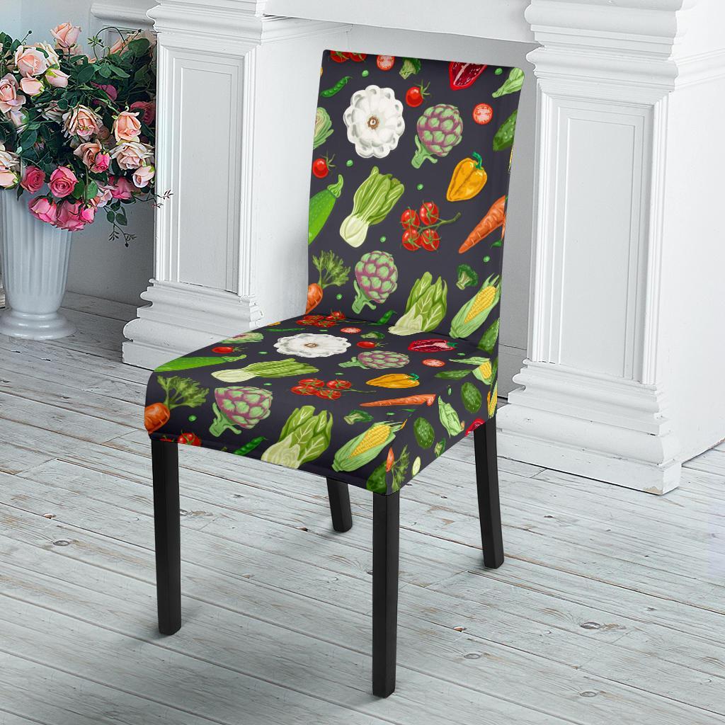 Vegan Pattern Themed Design Print Dining Chair Slipcover-JTAMIGO.COM