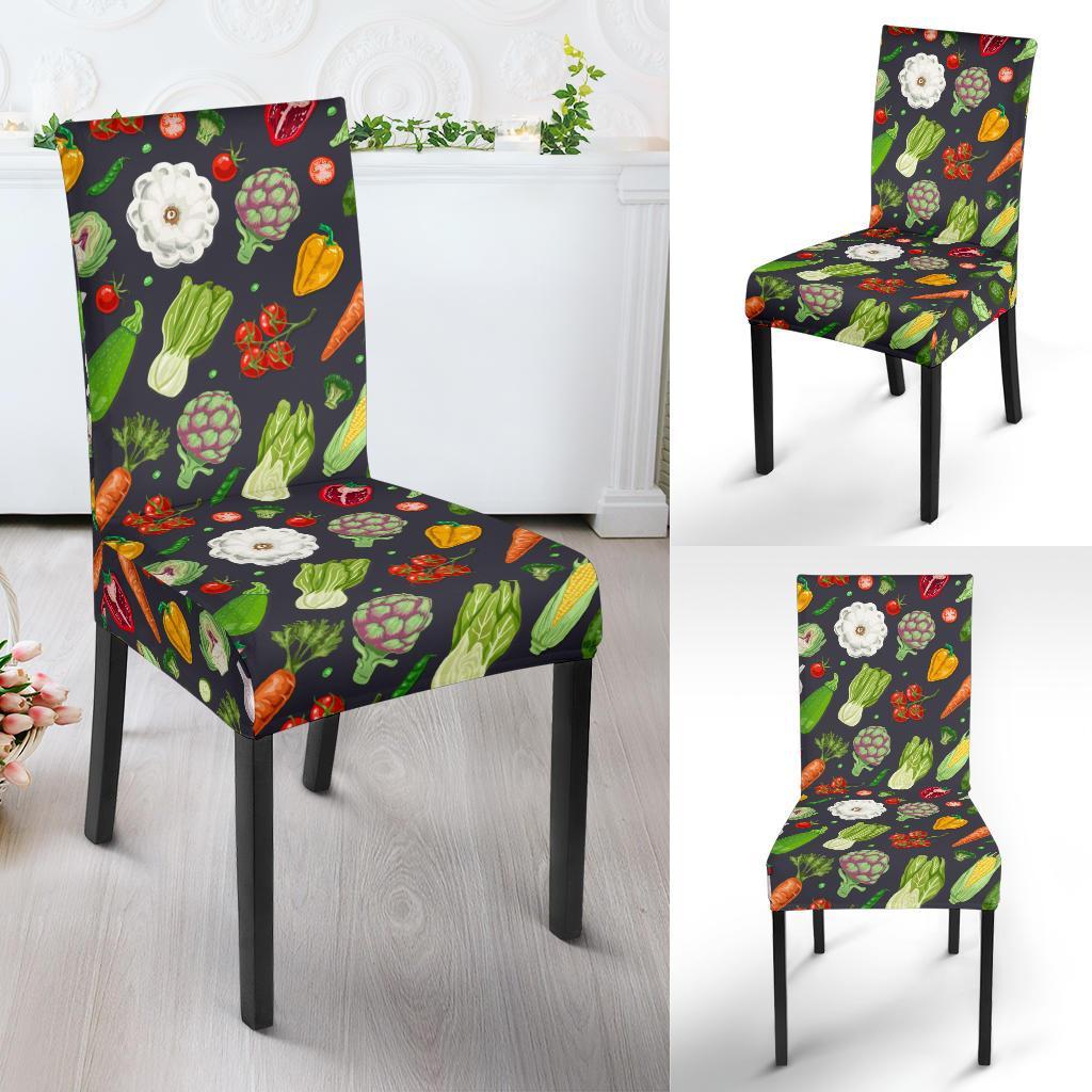 Vegan Pattern Themed Design Print Dining Chair Slipcover-JTAMIGO.COM