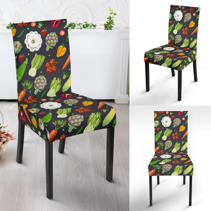 Vegan Pattern Themed Design Print Dining Chair Slipcover-JTAMIGO.COM