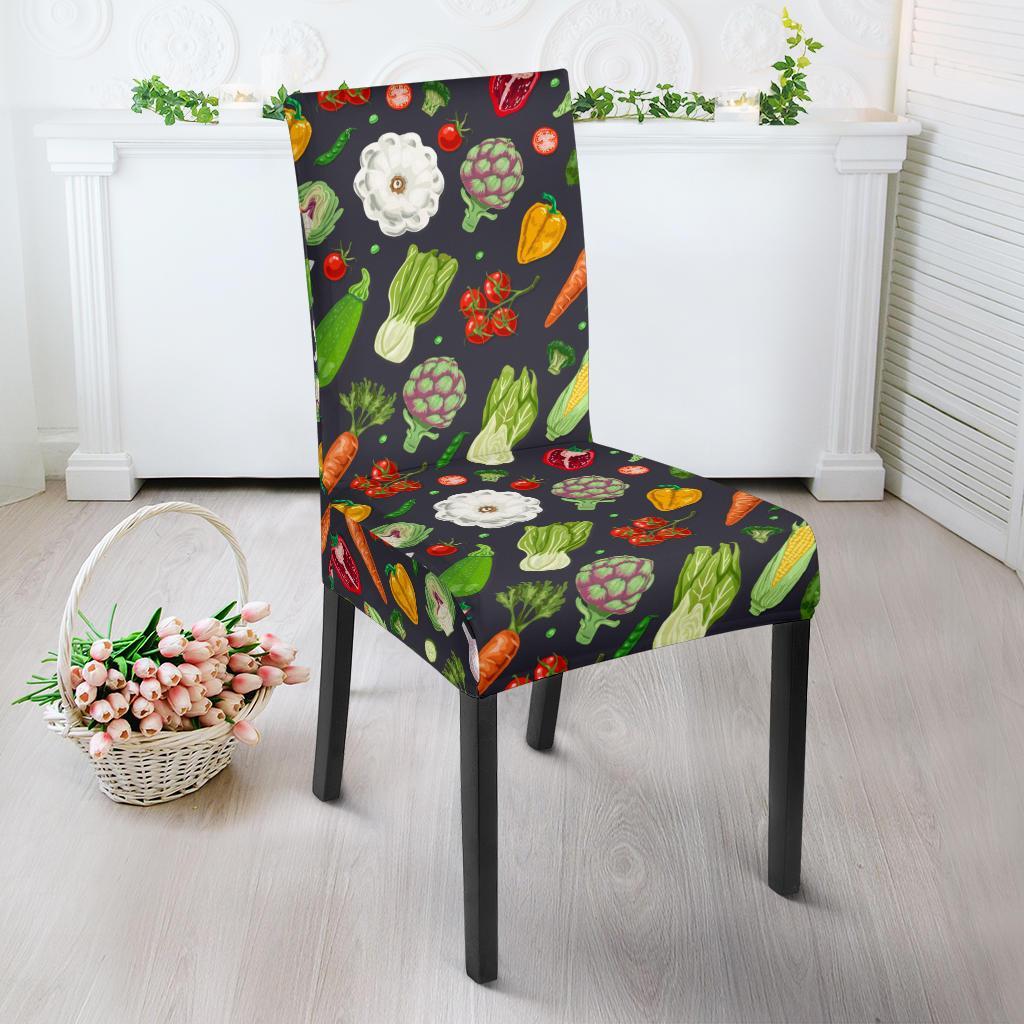 Vegan Pattern Themed Design Print Dining Chair Slipcover-JTAMIGO.COM