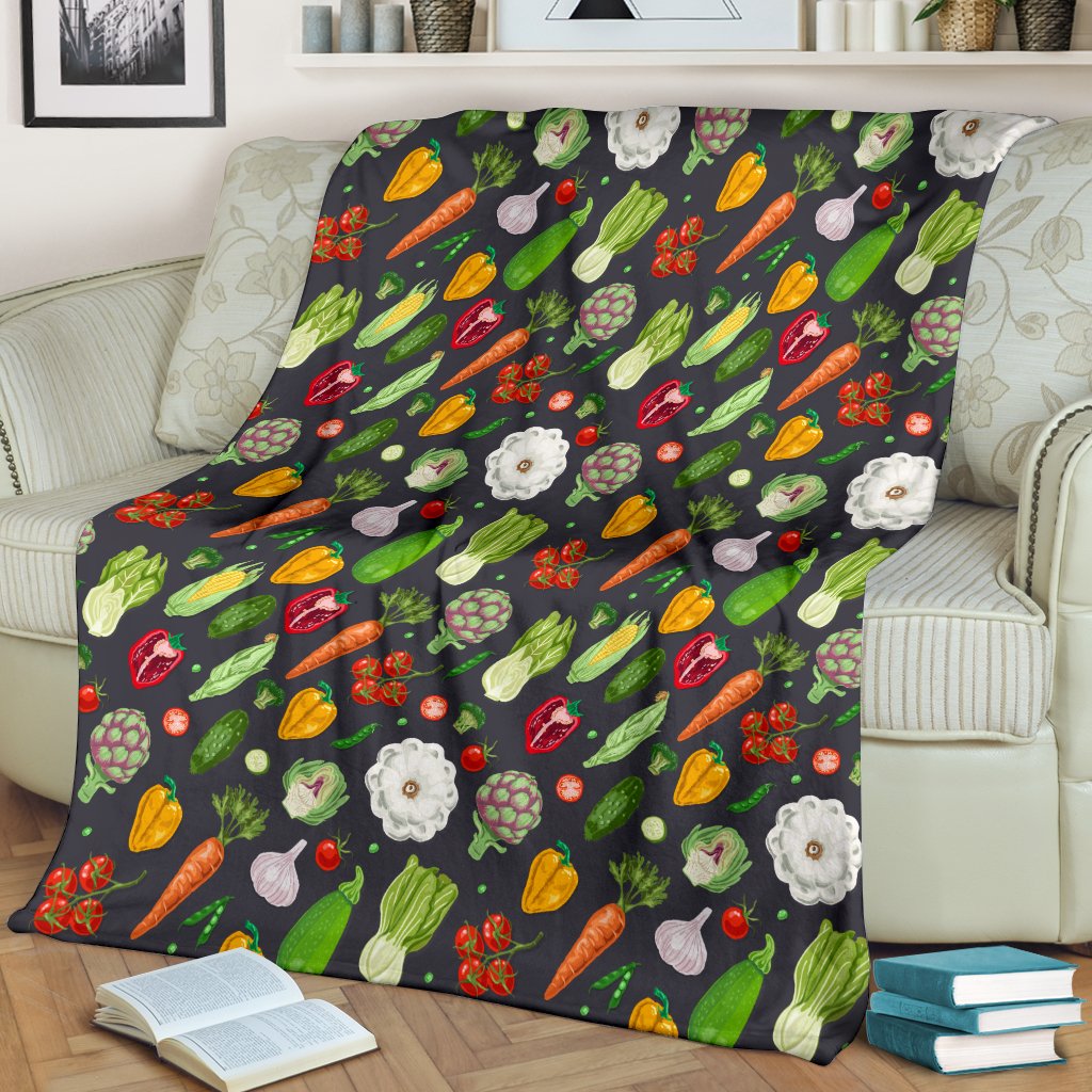 Vegan Pattern Themed Design Print Fleece Blanket