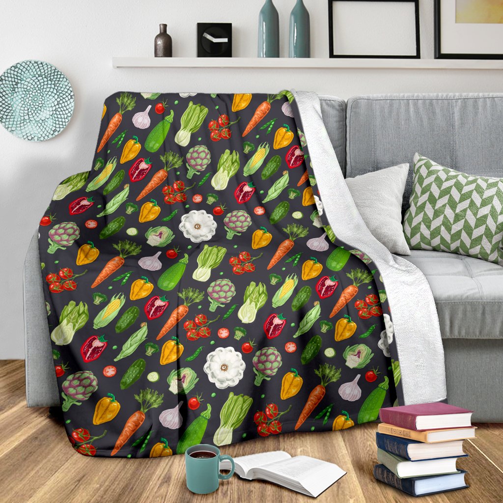 Vegan Pattern Themed Design Print Fleece Blanket
