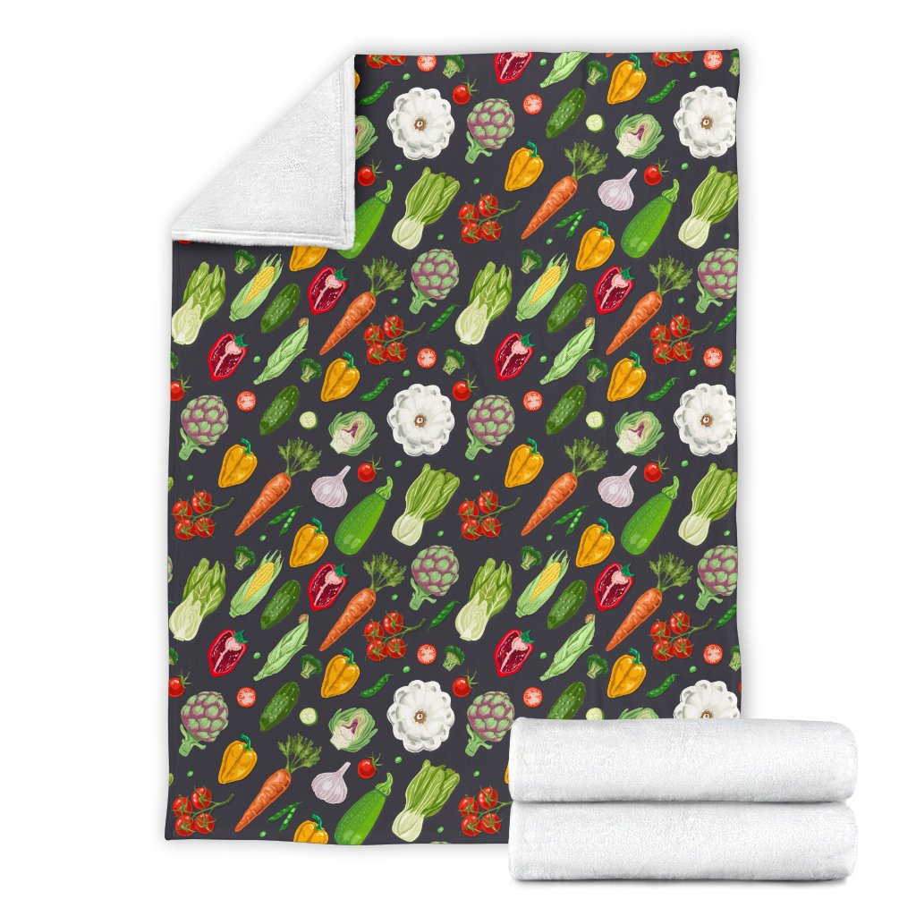 Vegan Pattern Themed Design Print Fleece Blanket