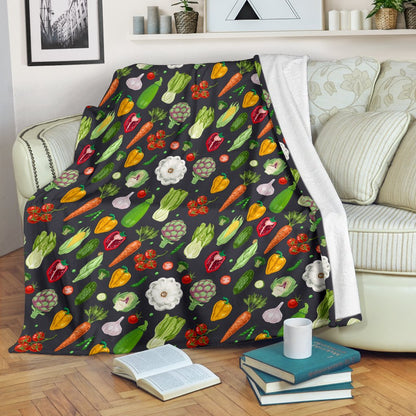 Vegan Pattern Themed Design Print Fleece Blanket