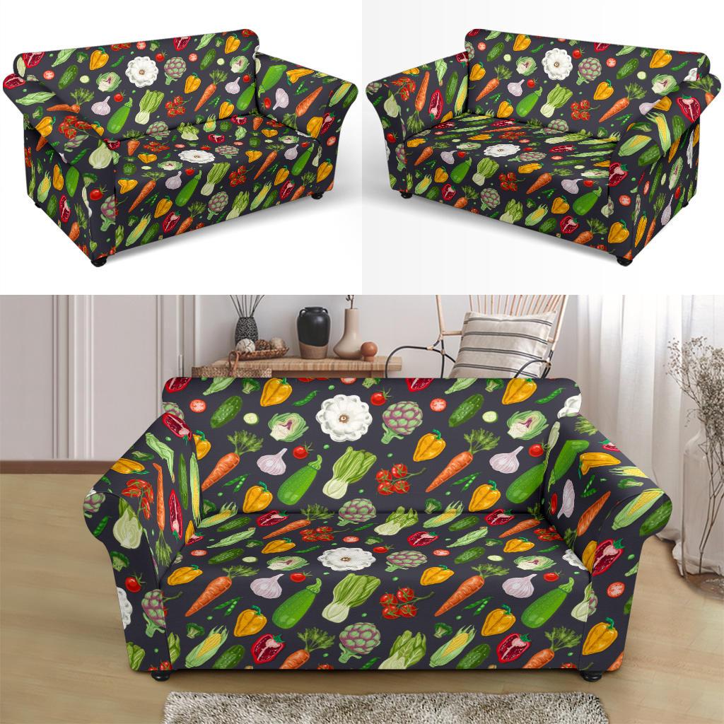Vegan Pattern Themed Design Print Loveseat Slipcover-JTAMIGO.COM