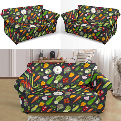 Vegan Pattern Themed Design Print Loveseat Slipcover-JTAMIGO.COM