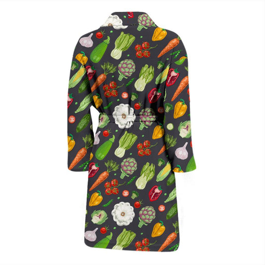 Vegan Pattern Themed Design Print Men Bath Robe-JTAMIGO.COM