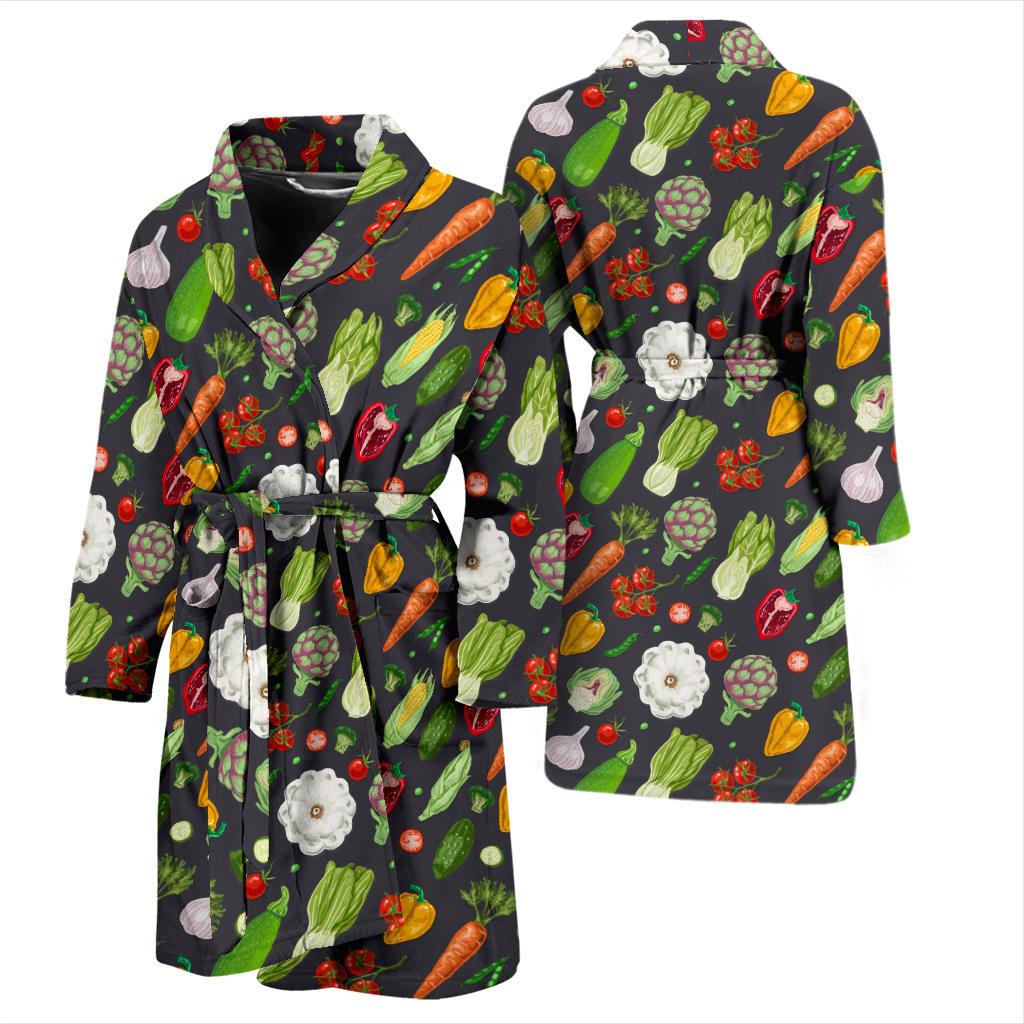 Vegan Pattern Themed Design Print Men Bath Robe-JTAMIGO.COM