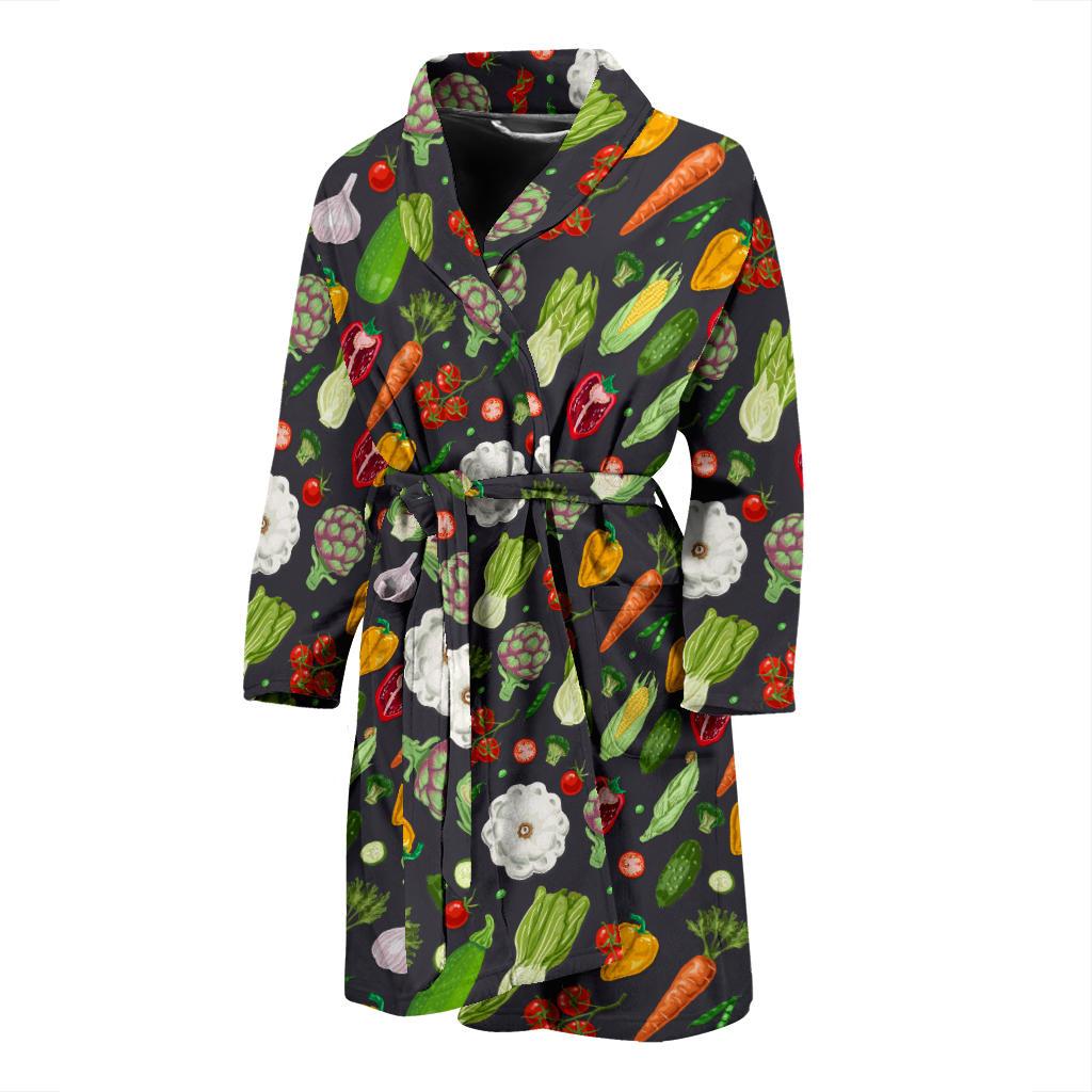 Vegan Pattern Themed Design Print Men Bath Robe-JTAMIGO.COM