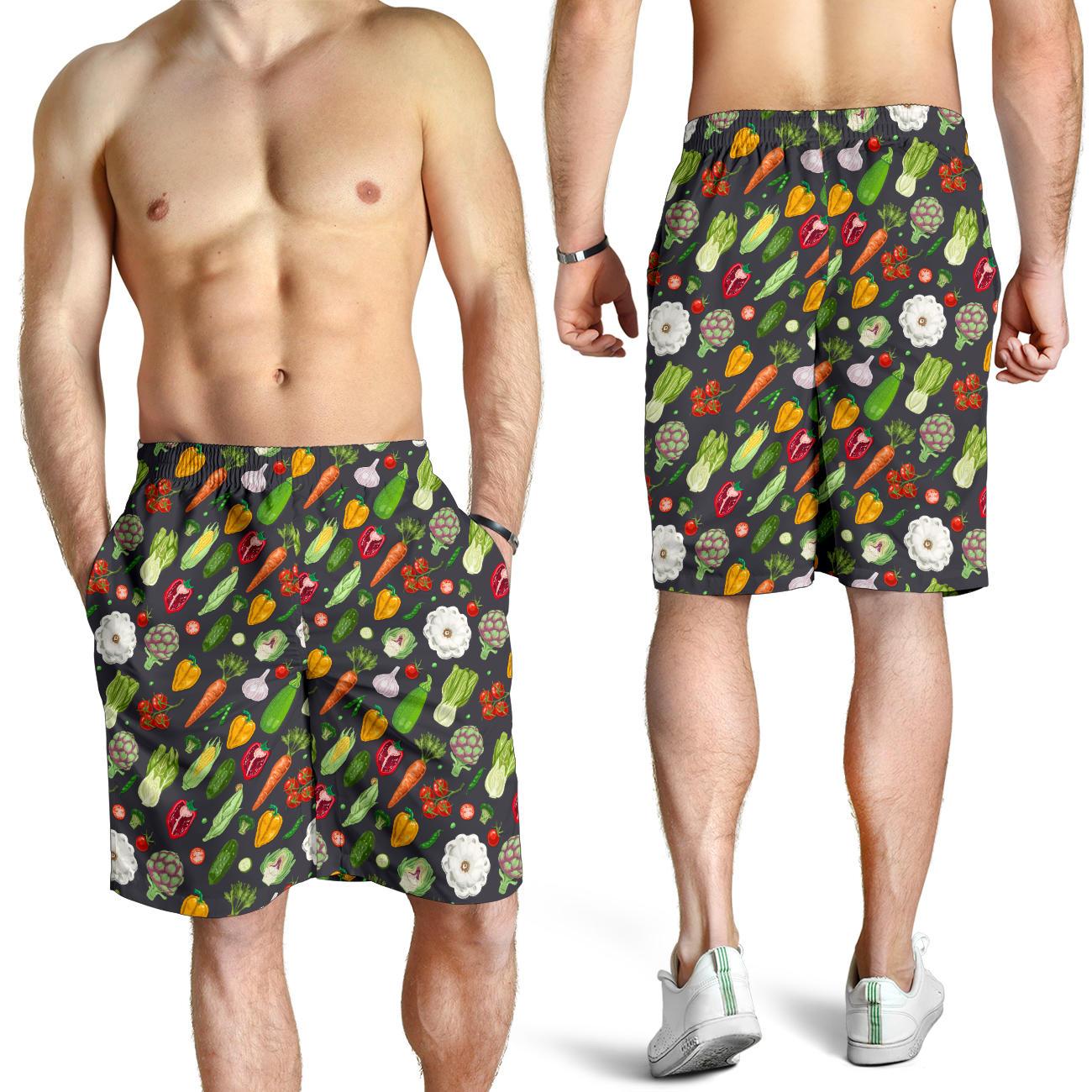 Vegan Pattern Themed Design Print Mens Shorts-JTAMIGO.COM