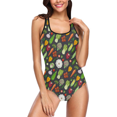 Vegan Pattern Themed Design Print One Piece Swimsuit-JTAMIGO.COM