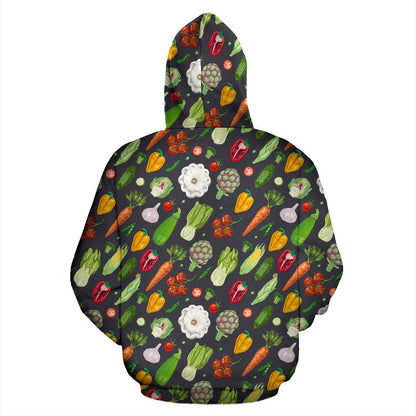 Vegan Pattern Themed Design Print Pullover Hoodie