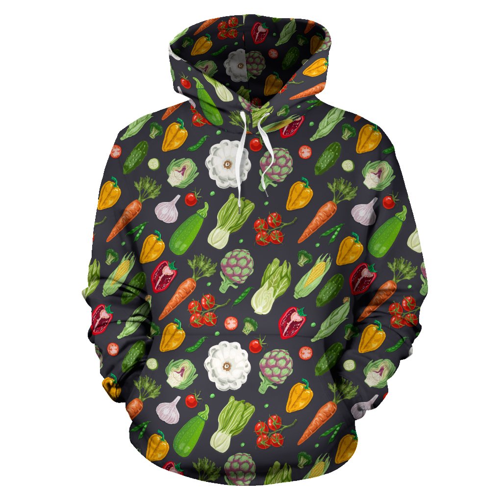 Vegan Pattern Themed Design Print Pullover Hoodie