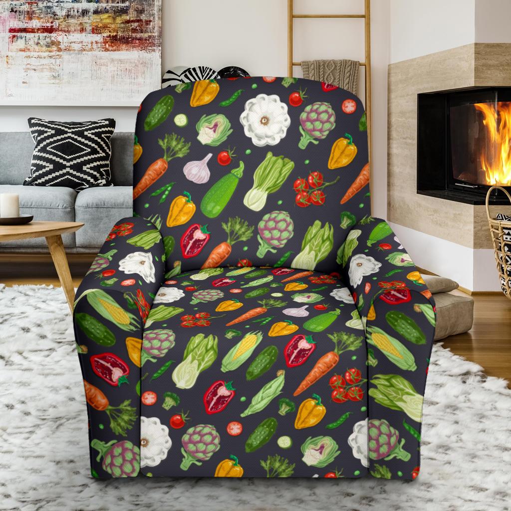 Vegan Pattern Themed Design Print Single Sofa Slipcover -JTAMIGO.COM