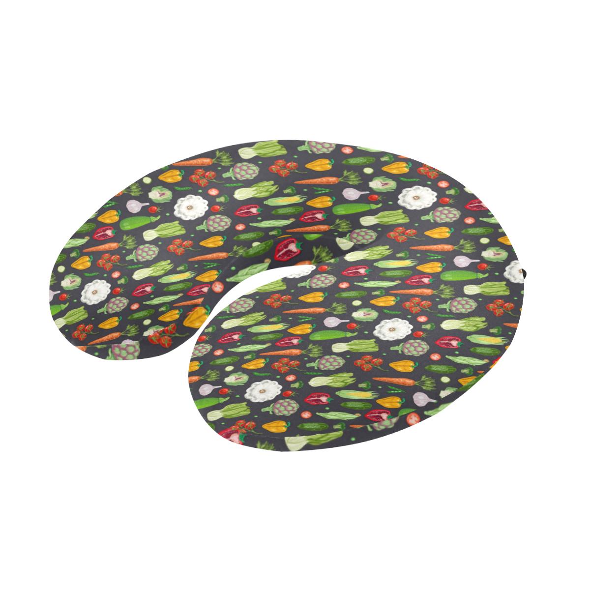 Vegan Pattern Themed Design Print U-Shaped Travel Neck Pillow-JTAMIGO.COM