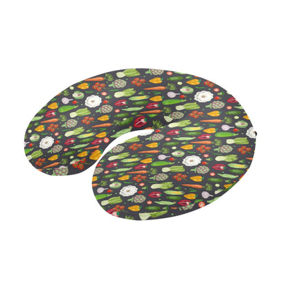 Vegan Pattern Themed Design Print U-Shaped Travel Neck Pillow-JTAMIGO.COM