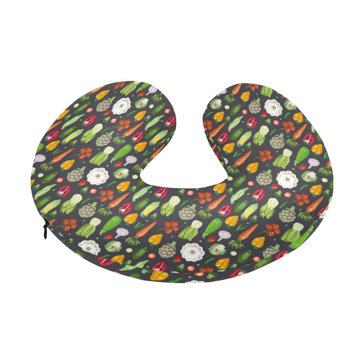 Vegan Pattern Themed Design Print U-Shaped Travel Neck Pillow-JTAMIGO.COM