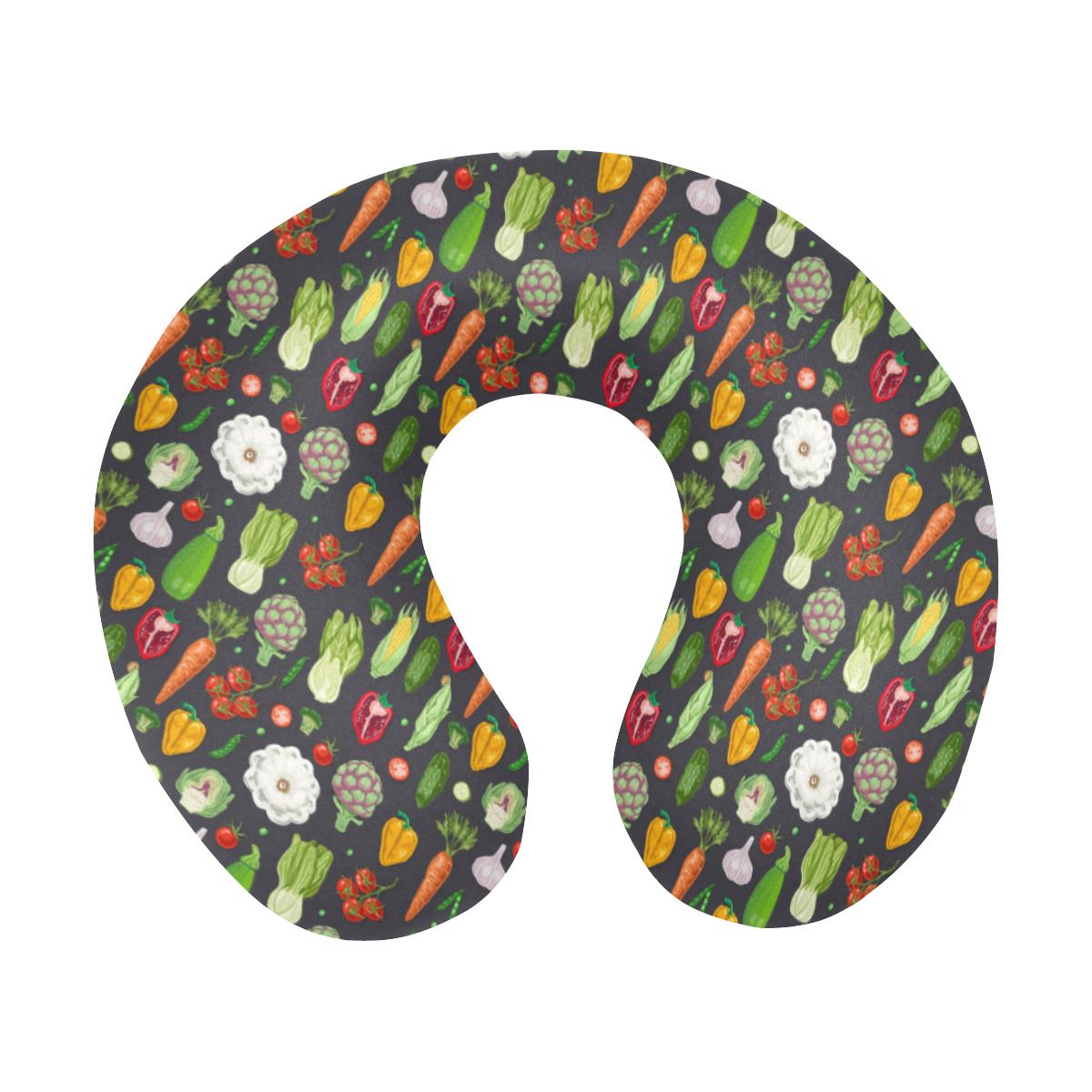 Vegan Pattern Themed Design Print U-Shaped Travel Neck Pillow-JTAMIGO.COM