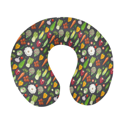 Vegan Pattern Themed Design Print U-Shaped Travel Neck Pillow-JTAMIGO.COM
