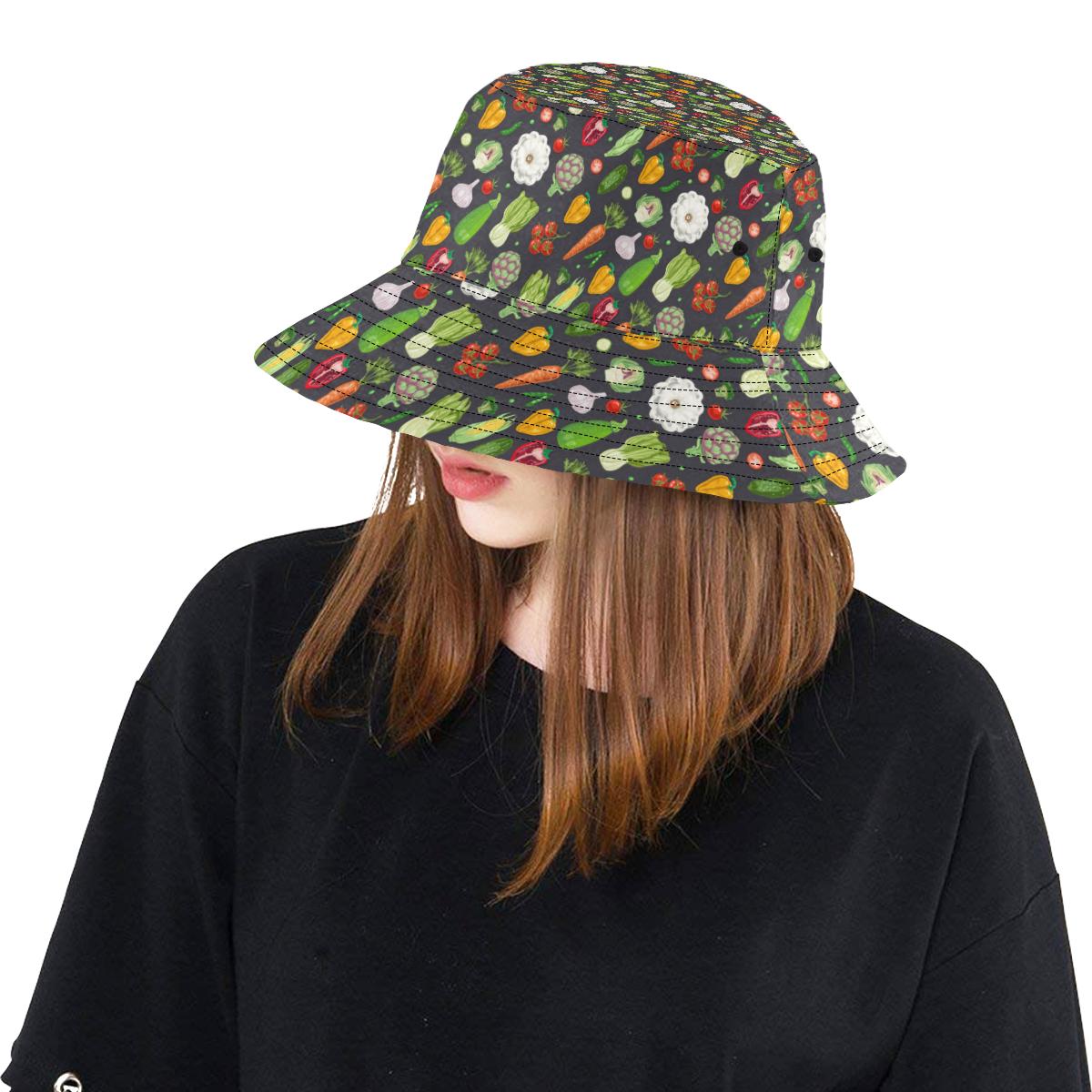 Vegan Pattern Themed Design Print Unisex Bucket Hat