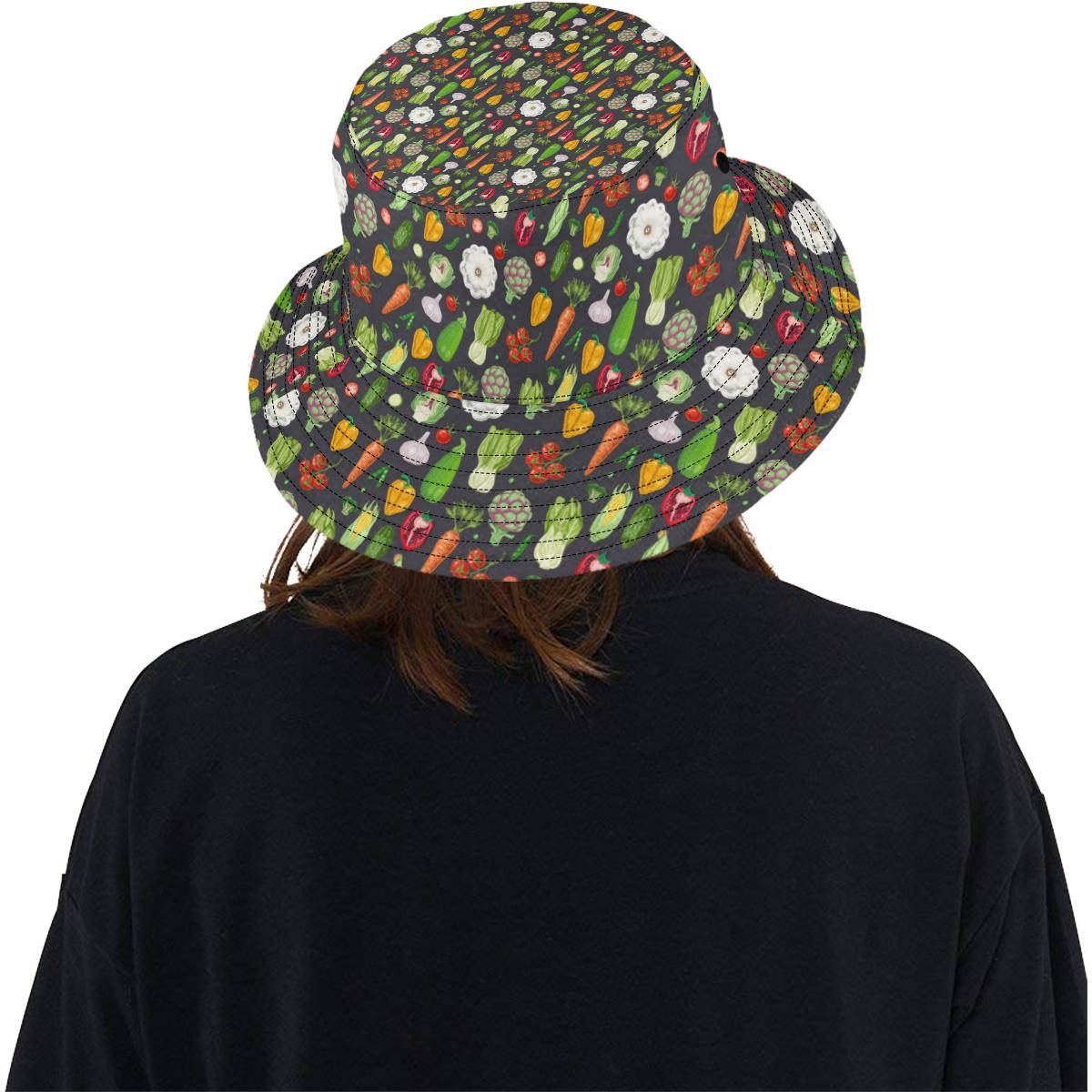 Vegan Pattern Themed Design Print Unisex Bucket Hat
