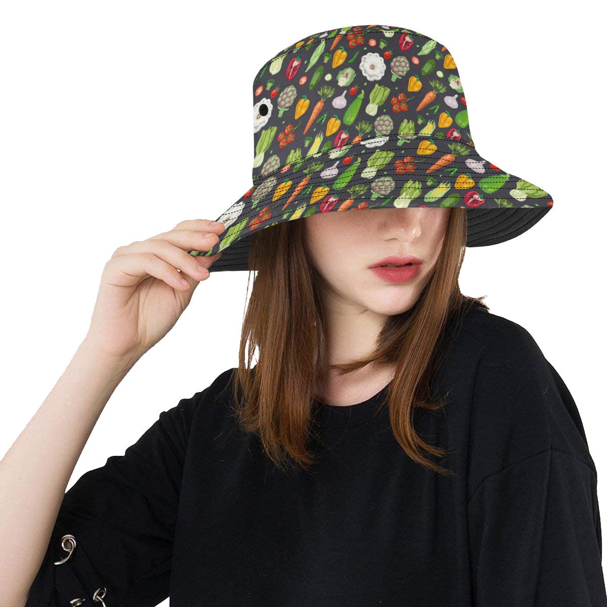 Vegan Pattern Themed Design Print Unisex Bucket Hat