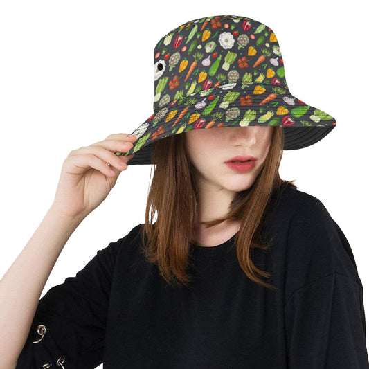 Vegan Pattern Themed Design Print Unisex Bucket Hat