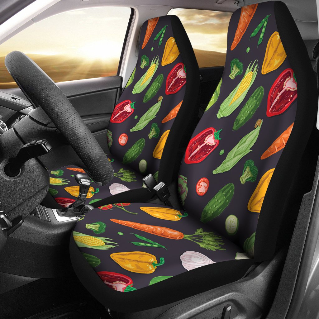 Vegan Pattern Themed Design Print Universal Fit Car Seat Covers
