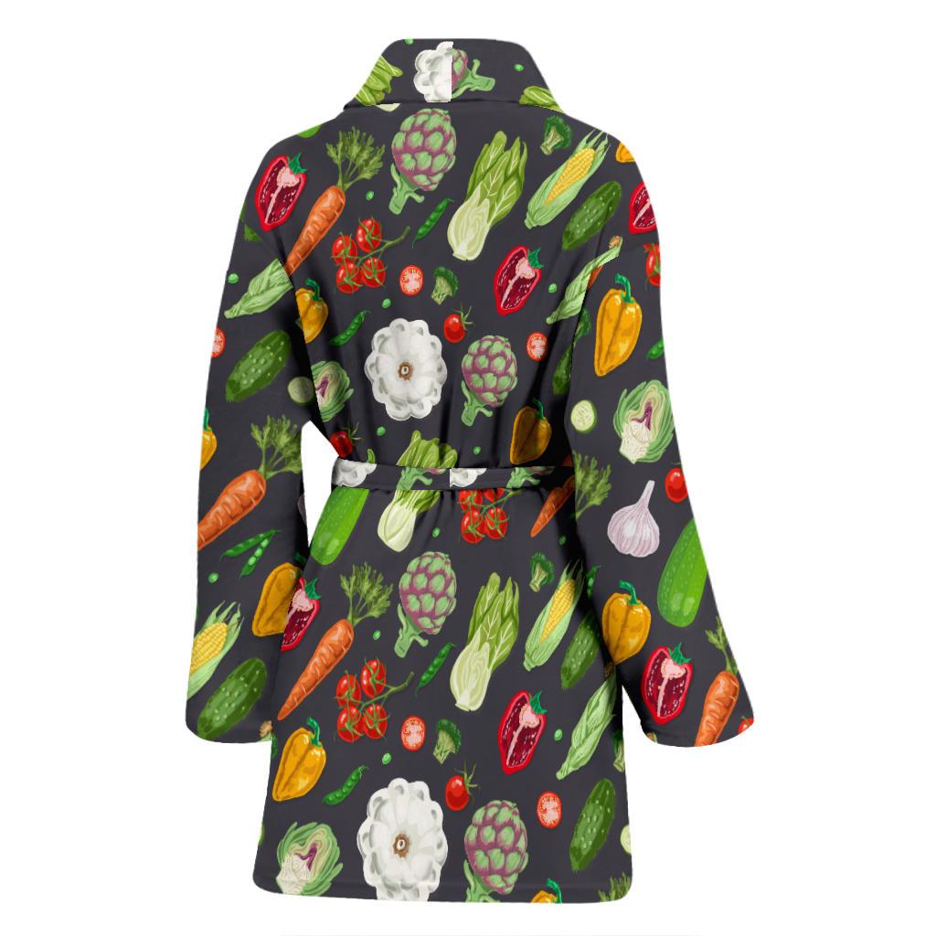 Vegan Pattern Themed Design Print Women Bath Robe-JTAMIGO.COM