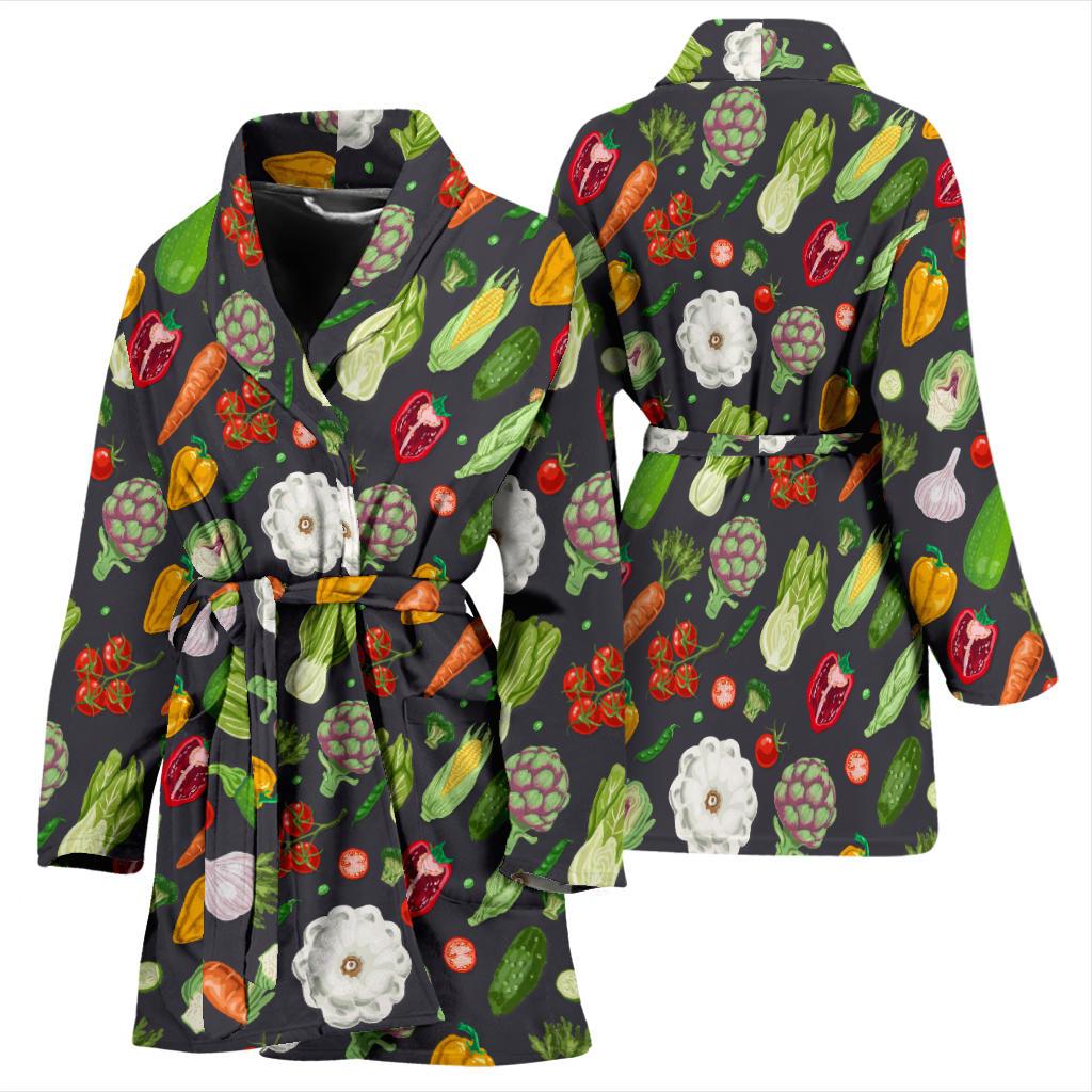 Vegan Pattern Themed Design Print Women Bath Robe-JTAMIGO.COM