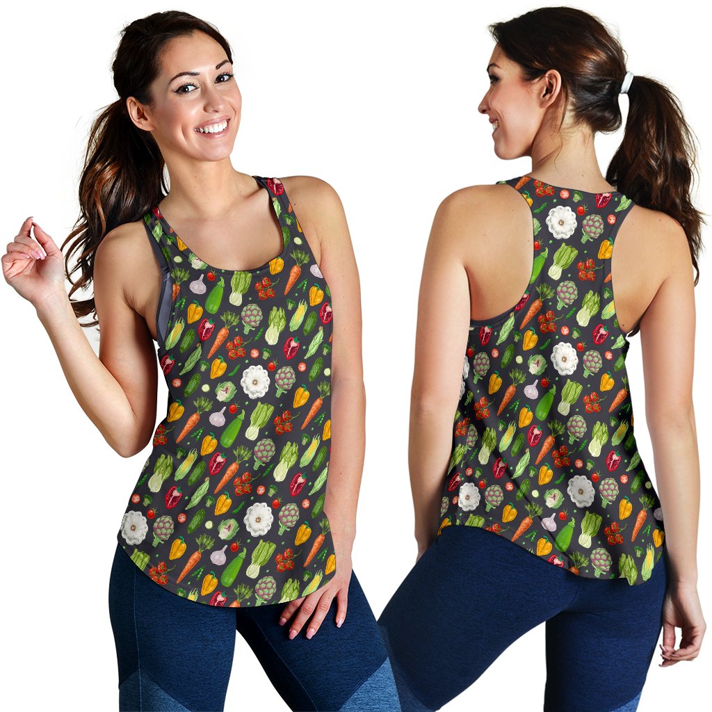 Vegan Pattern Themed Design Print Women Racerback Tank Top