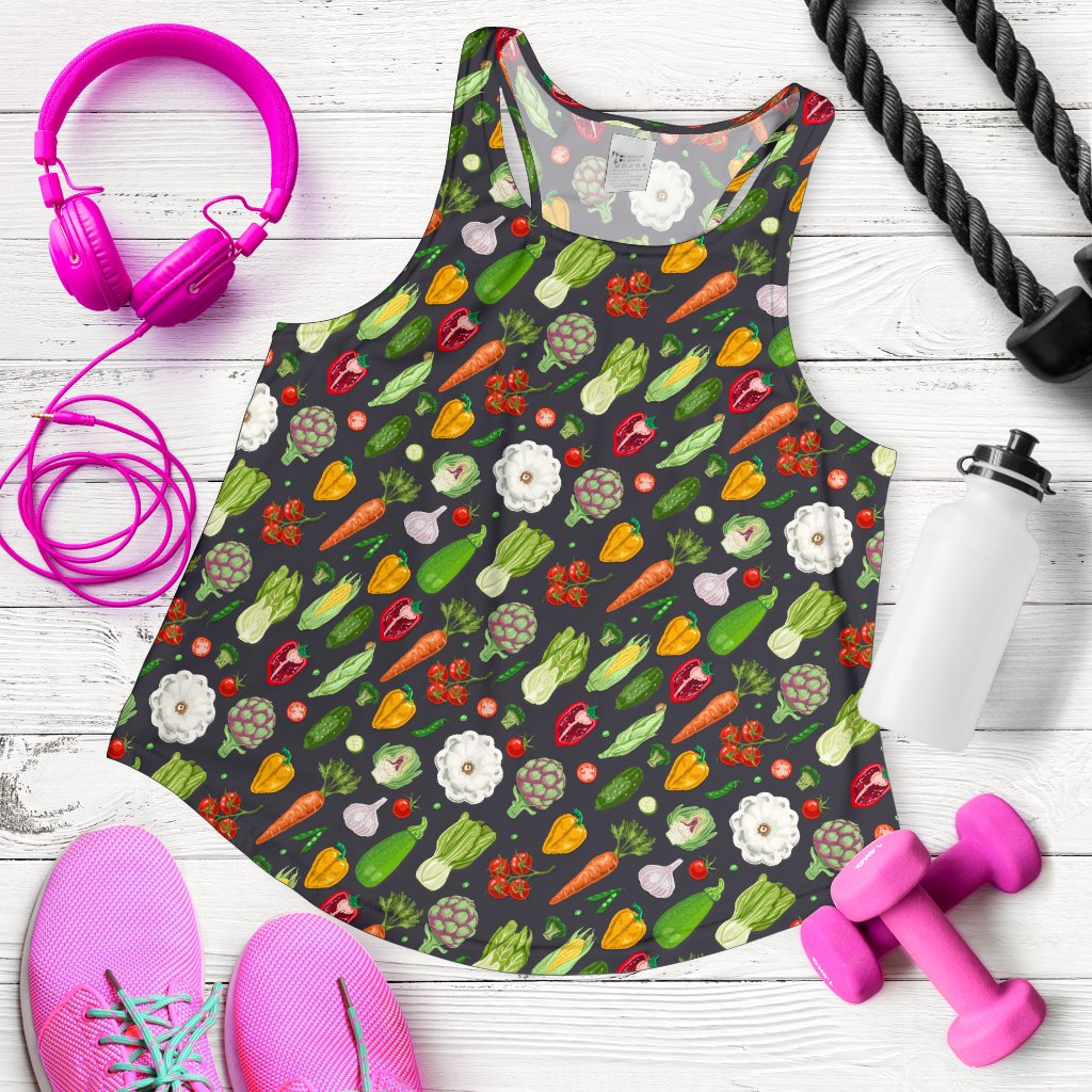 Vegan Pattern Themed Design Print Women Racerback Tank Top