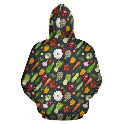 Vegan Pattern Themed Design Print Zip Up Hoodie