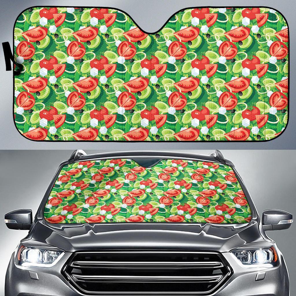 Vegan Salad Themed Design Print Car Sun Shade For Windshield