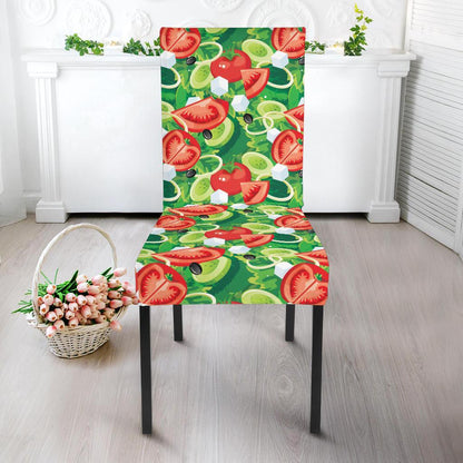 Vegan Salad Themed Design Print Dining Chair Slipcover-JTAMIGO.COM