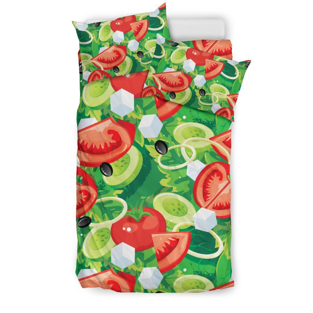 Vegan Salad Themed Design Print Duvet Cover Bedding Set