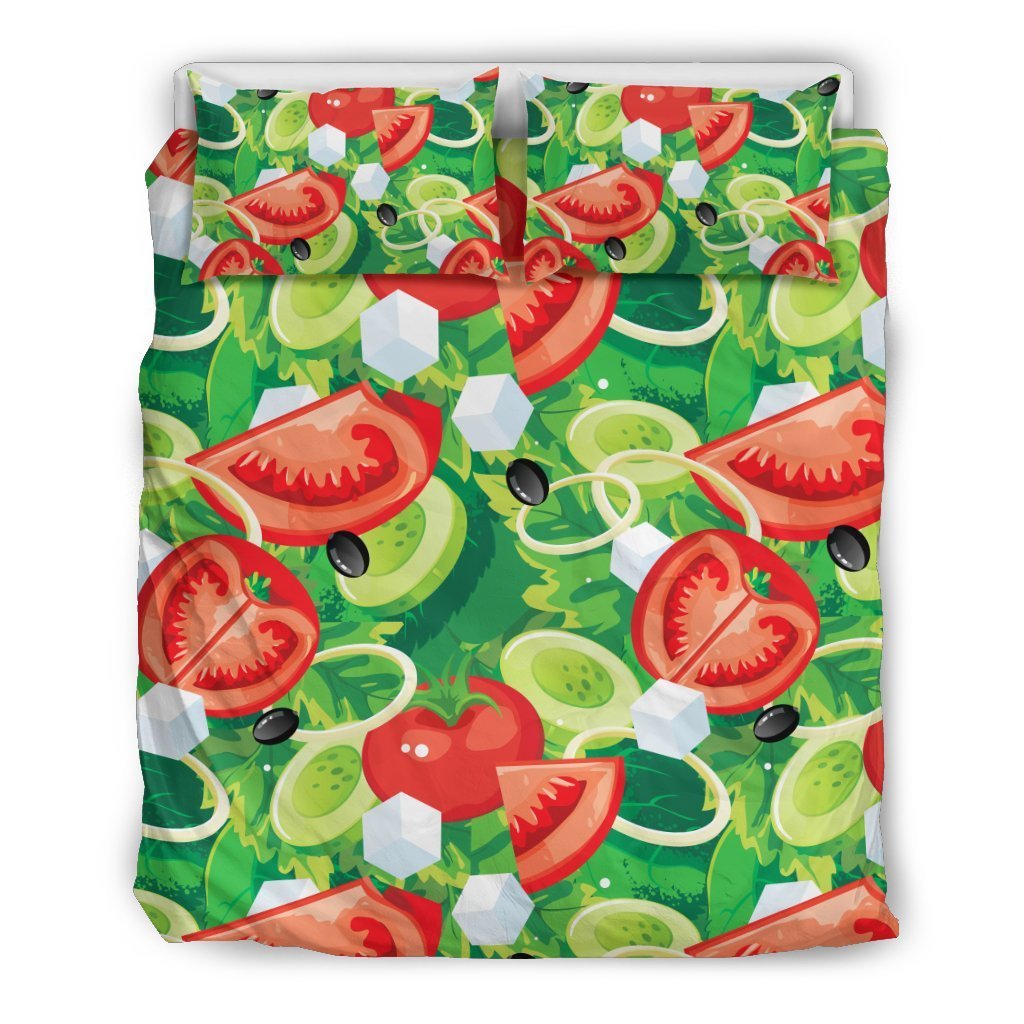 Vegan Salad Themed Design Print Duvet Cover Bedding Set