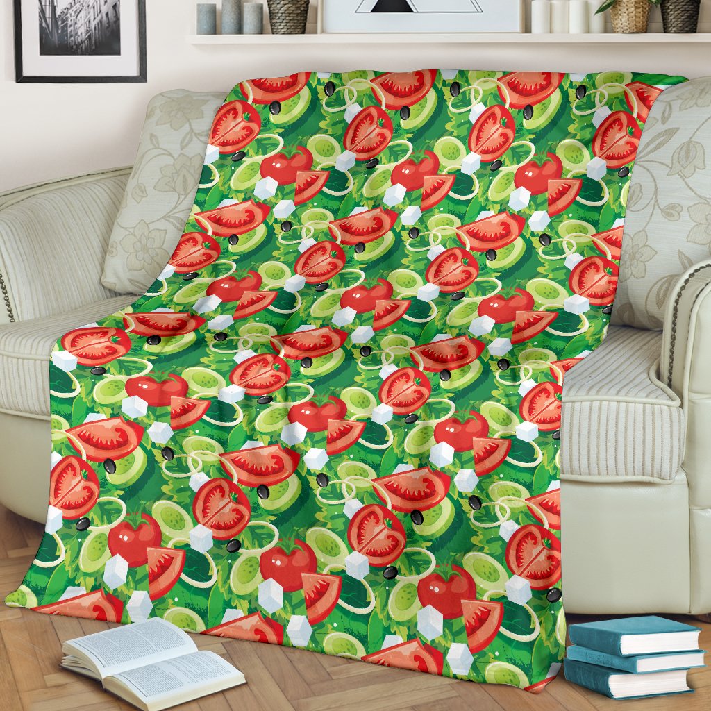 Vegan Salad Themed Design Print Fleece Blanket