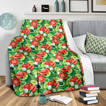 Vegan Salad Themed Design Print Fleece Blanket