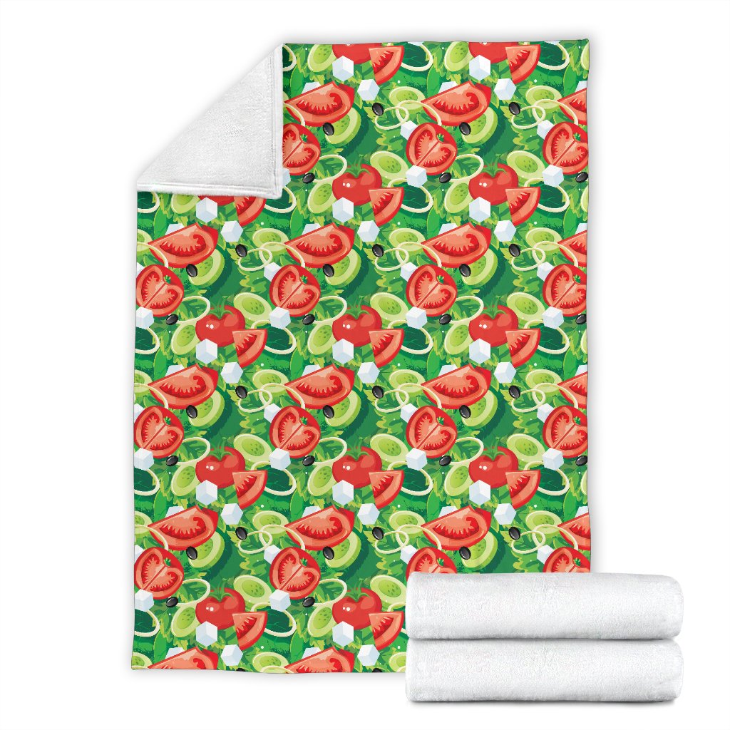 Vegan Salad Themed Design Print Fleece Blanket