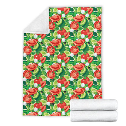 Vegan Salad Themed Design Print Fleece Blanket