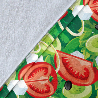 Vegan Salad Themed Design Print Fleece Blanket