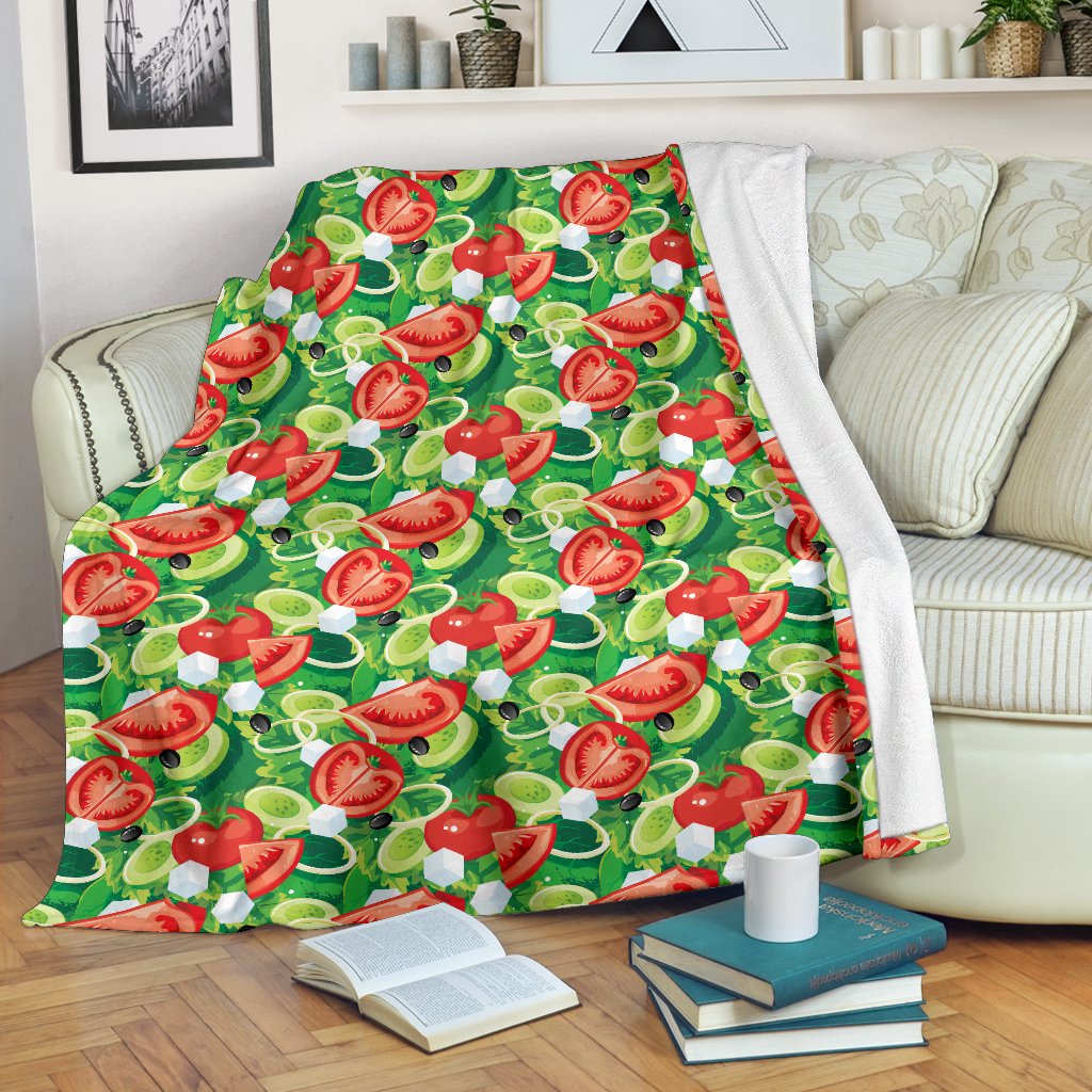 Vegan Salad Themed Design Print Fleece Blanket