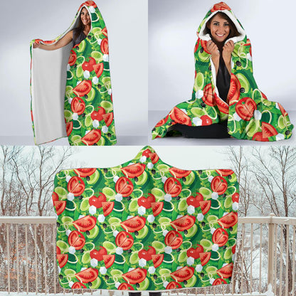 Vegan Salad Themed Design Print Hooded Blanket-JTAMIGO.COM