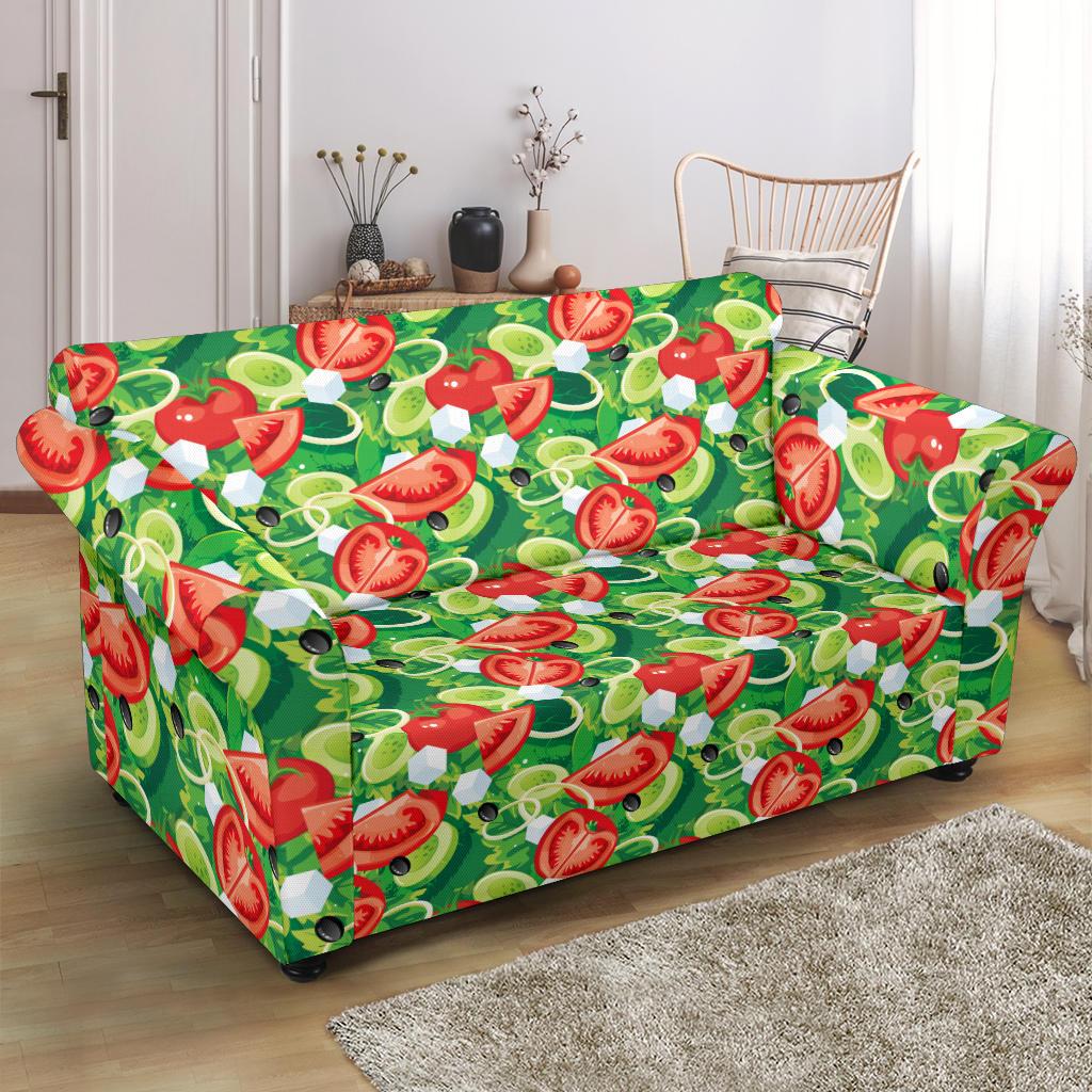 Vegan Salad Themed Design Print Loveseat Slipcover-JTAMIGO.COM