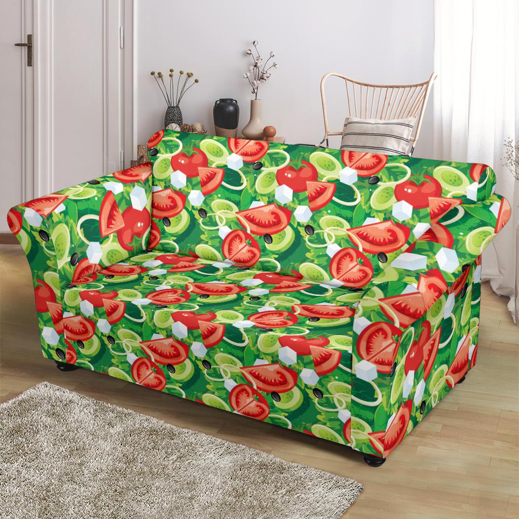 Vegan Salad Themed Design Print Loveseat Slipcover-JTAMIGO.COM