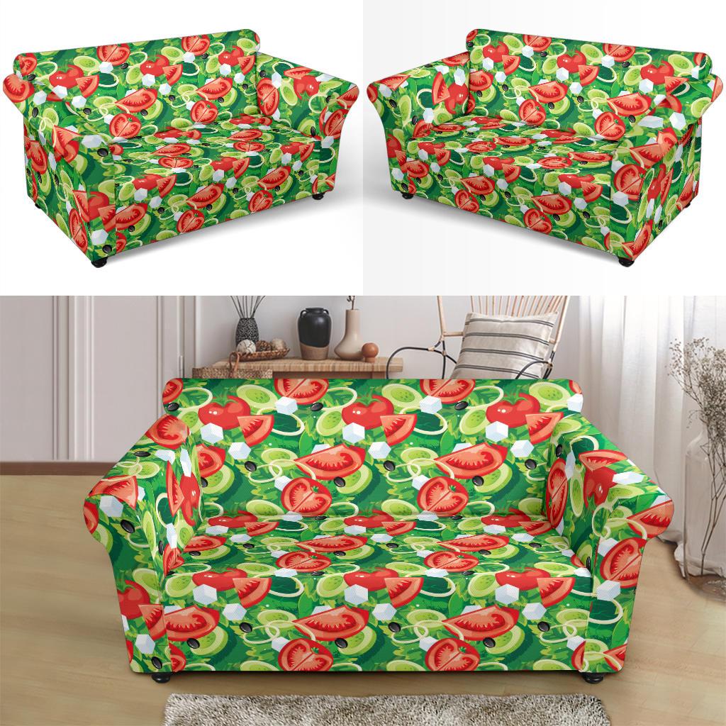 Vegan Salad Themed Design Print Loveseat Slipcover-JTAMIGO.COM